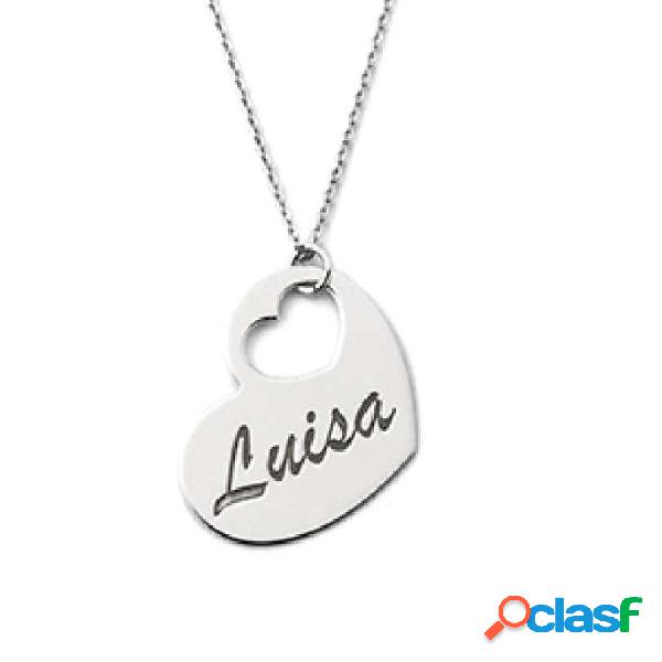 Collana in argento 925 con ciondolo a forma di cuore e nome
