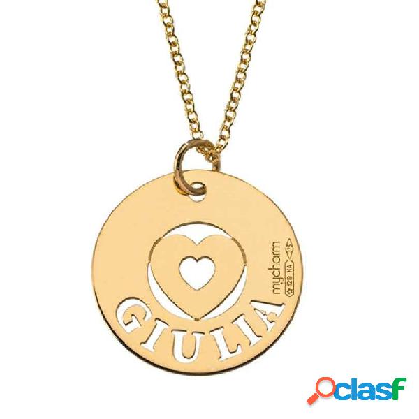 Collana in argento 925 con ciondolo tondo e incisione nome