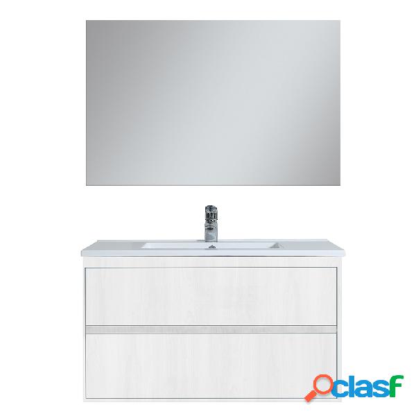 Composizione bagno Lory con mobile lavabo e specchio cm