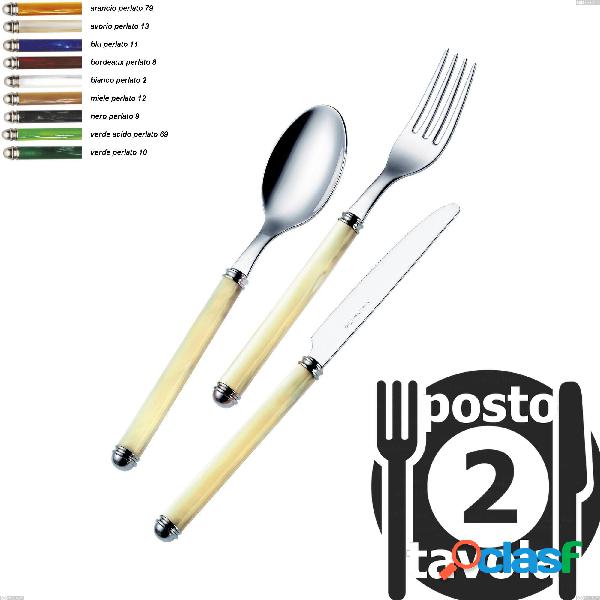 Confezione 2 posti tavola Linea Perlato, Acciaio inox 18/10