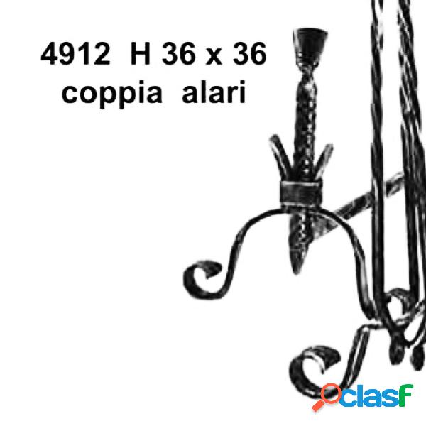 Coppia alari in ferro battuto per camino 36xh36 cm