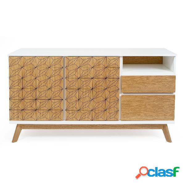 Credenza Bilboa Rovere Bianco in legno ingegnerizzato e