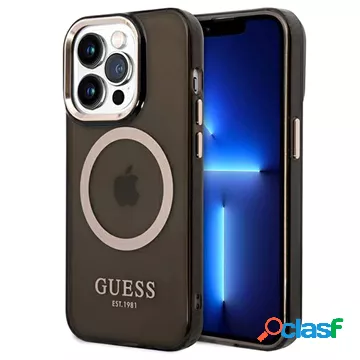 Custodia Ibrida Guess Gold Outline MagSafe per iPhone 14 Pro