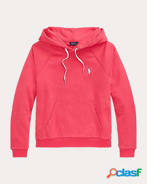 Felpa con cappuccio fucsia in misto cotone con logo bianco