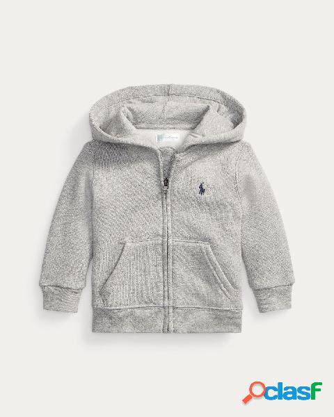 Felpa grigia con cappuccio chiusura zip e tasche a marsupio