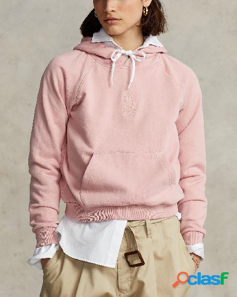 Felpa rosa in jersey di misto cotone con cappuccio con maxi