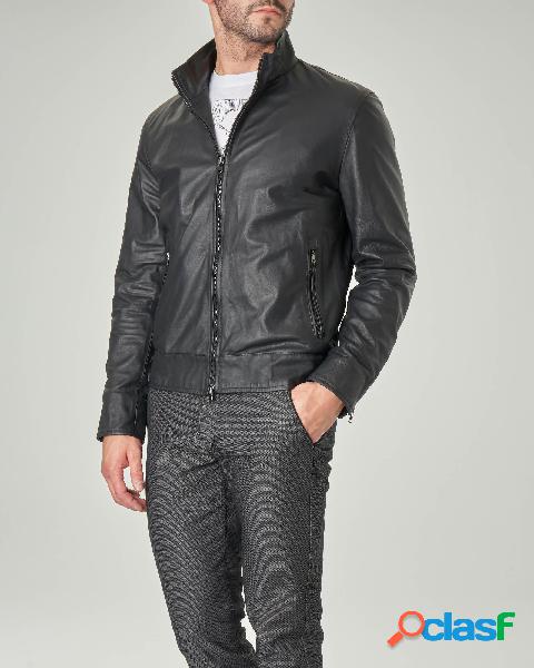 Giacca biker nera in pelle