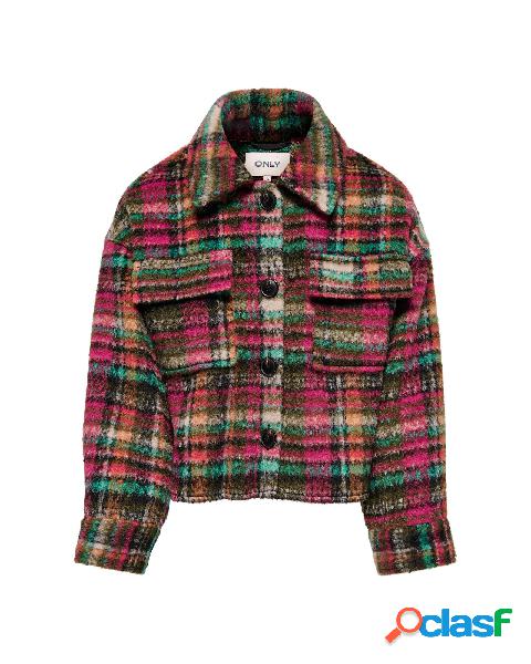 Giacca camicia a quadri multicolore dal taglio cropped 10-14