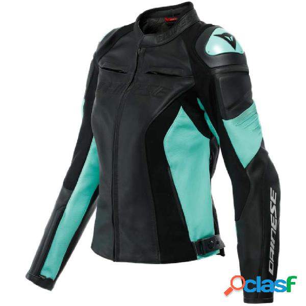 Giacca moto donna pelle Dainese Racing 4 Verde Acqua