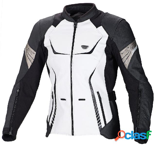 Giacca moto donna pelle Macna Orient nero bianco