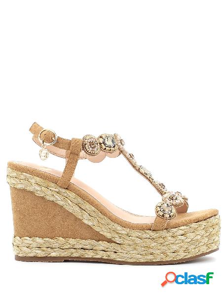 Gold&Gold Sandali con pietre e zeppa alta, GJ643 2754 -