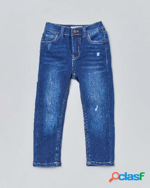 Jeans in cotone stretch lavaggio medio stone washed con
