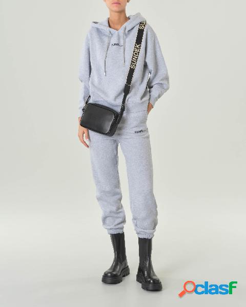 Joggers grigio melange in felpa di misto cotone con coulisse