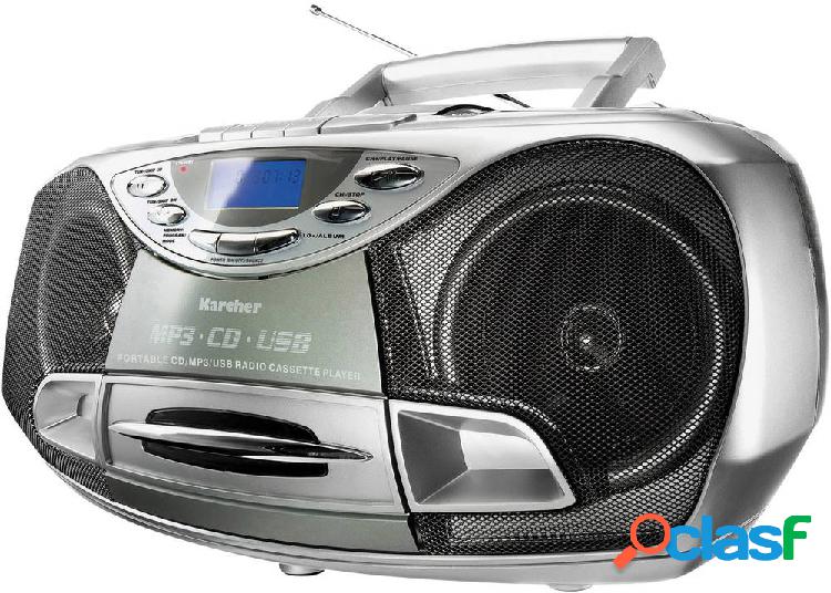 Karcher RR 510(N) Radio CD FM CD, Cassette, USB Argento