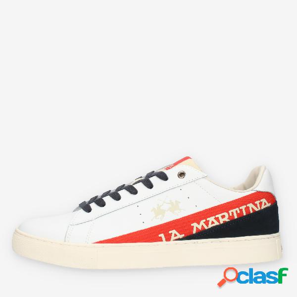 La Martina Sneakers da uomo bianche blu e arancione