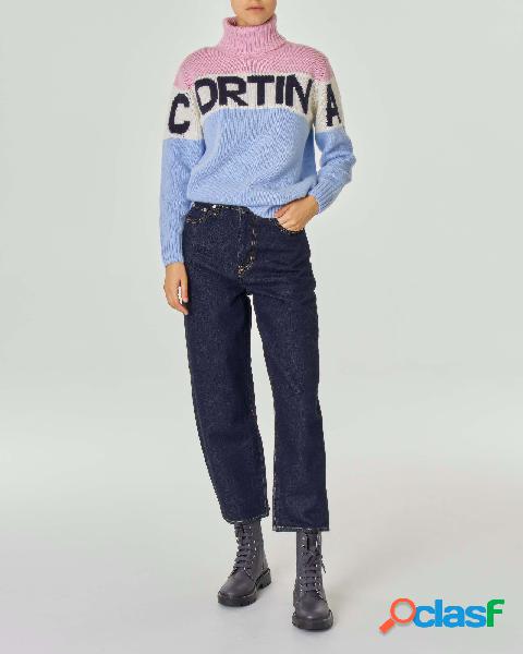 Maglia in misto lana viscosa e cashmere a blocchi di colore