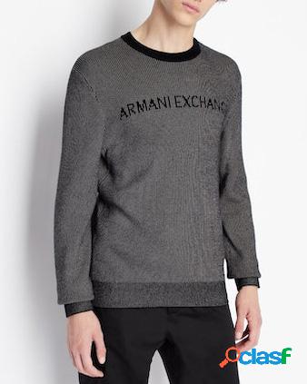Maglia vanise nera e grigia in cotone con logo frontale