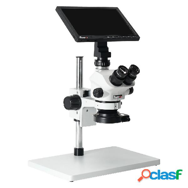 Microscopio stereo trinoculare ad alta definizione 7-50X con