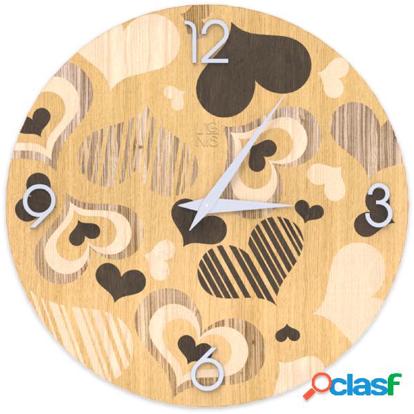 Orologio da parete LOVE CORAZON 50x3xH50cm con intarsi in