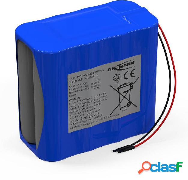 Pacco batteria 8x 18650 Ansmann 4S2P con cavo Li-Ion 14.4 V
