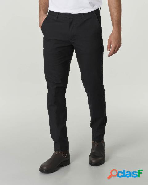 Pantalone chino blu punta spillo in cotone stretch