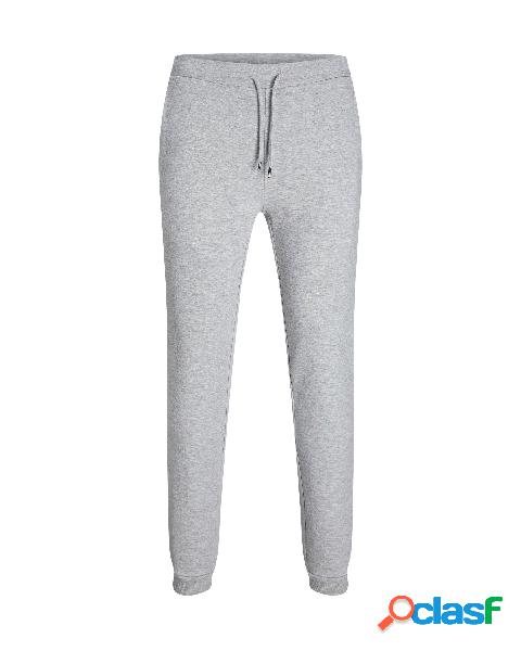 Pantaloni grigi in felpa di cotone con coulisse in vita