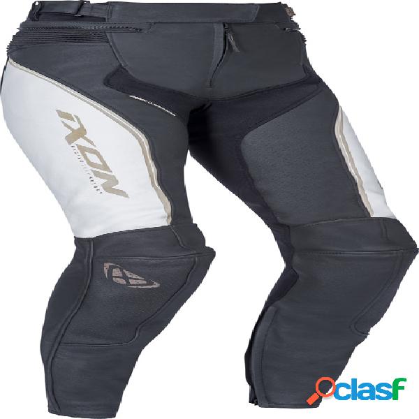 Pantaloni moto donna pelle Ixon TRINITY bianco nero oro