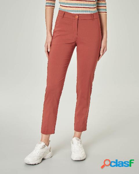Pantaloni sopra la caviglia in tessuto misto ramiè stretch