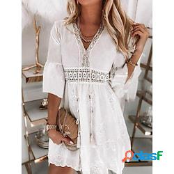 Per donna Vestito casual Abito di pizzo Abito largo Liscio