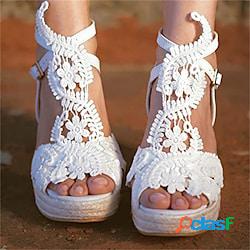 Per donna scarpe da sposa Sandali Boho Sandali con la zeppa