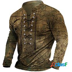 Per uomo Felpa Blu Marrone Verde Grigio Henley Pop art Mappa