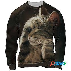 Per uomo Felpa Maglione Blu Viola Marrone Grigio Girocollo