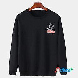 Per uomo Felpa Nero Bianco Girocollo Cartoni animati Stampe