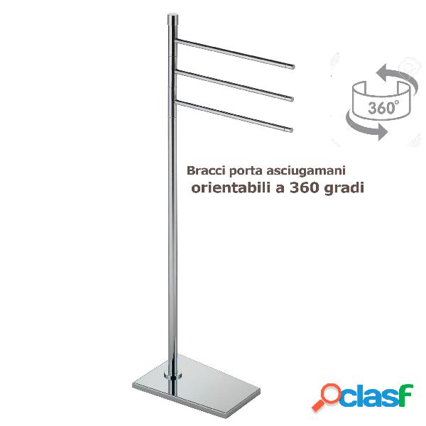 Piantana da bagno in ottone porta salviette 3 Bracci