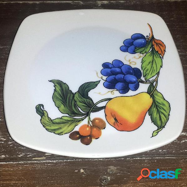 Piatto frutta quadrato in ceramica da 22x22 decoro Frutta