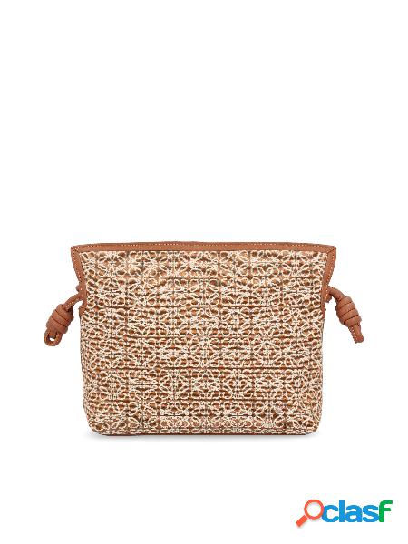 Pochette Flamenco in jacquard Anagram e pelle di vitello