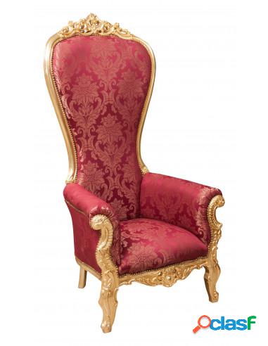 Poltrona a trono stile francese Luigi XVI in legno massello