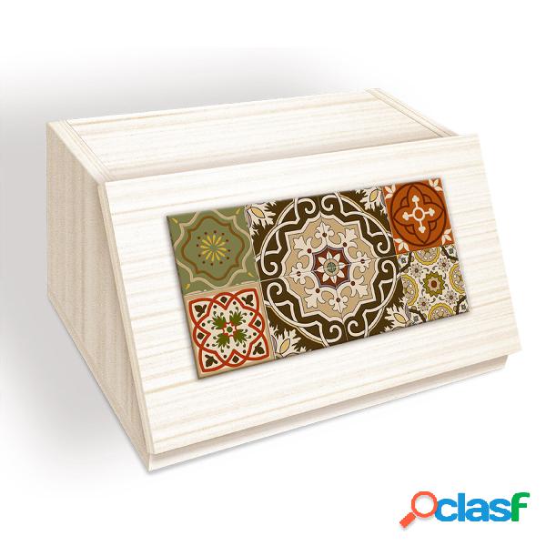 Porta pane cassetta in Legno AZULEJOS BROWN 40x30xh20 cm