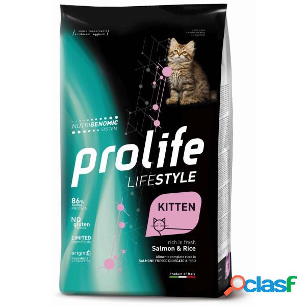 Prolife Gatto Life Style Kitten Salmone e Riso 7 kg (GRATIS