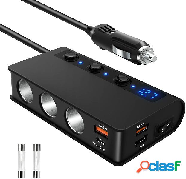 SLW003 180W 3 USB + Type-C Caricabatteria da auto presa di