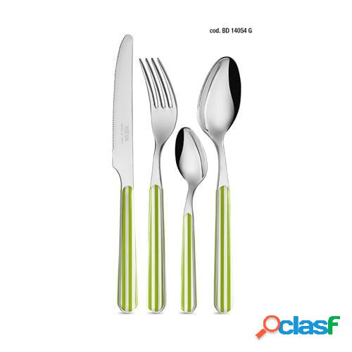Servizio posate Decoro Strip verde, 24 pezzi