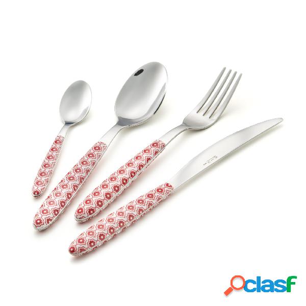 Set Posate colorate 24 pezzi VERO RAJAH, Rosso 6 posto