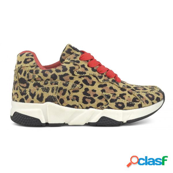 Sneaker in pelle, stampa camouflage o leopardata