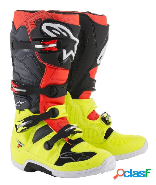 Stivali cross Alpinestars Tech 7 giallo fluo rosso fluo