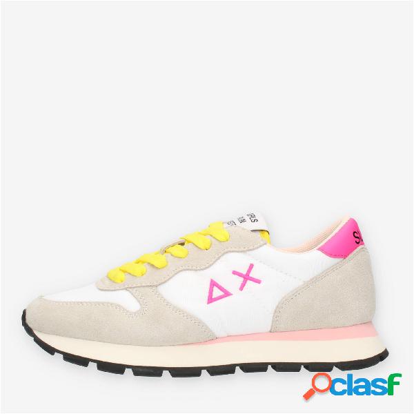 Sun68 Ally Solid Nylon Sneakers beige gialle e fuxia da