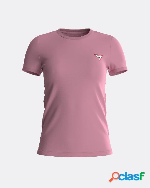 T-shirt girocollo rosa antico in cotone stretch con stampa