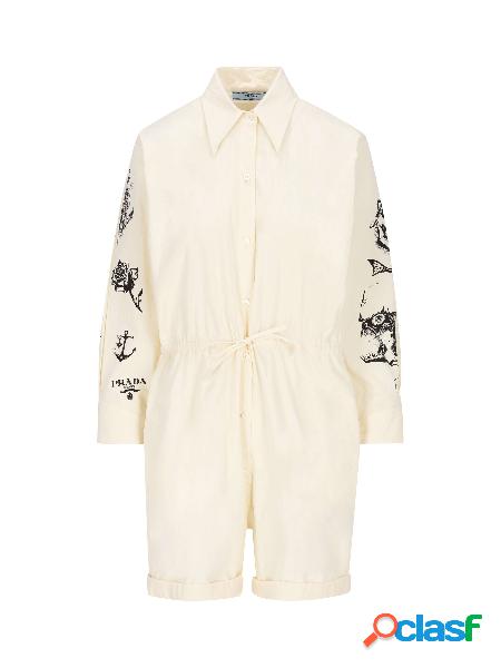 Tuta Stampata In Tela Chambray