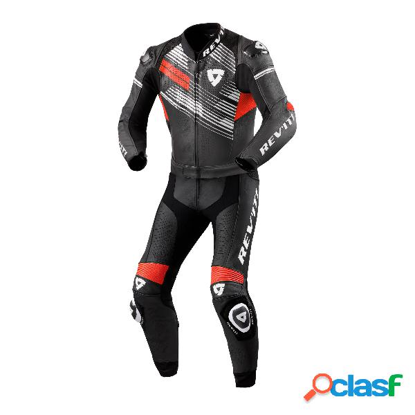 Tuta moto pelle divisibile Revit Apex Nero Neon Rosso