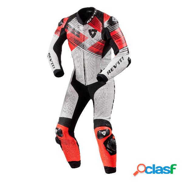 Tuta moto pelle intera Revit Apex Bianco Nero