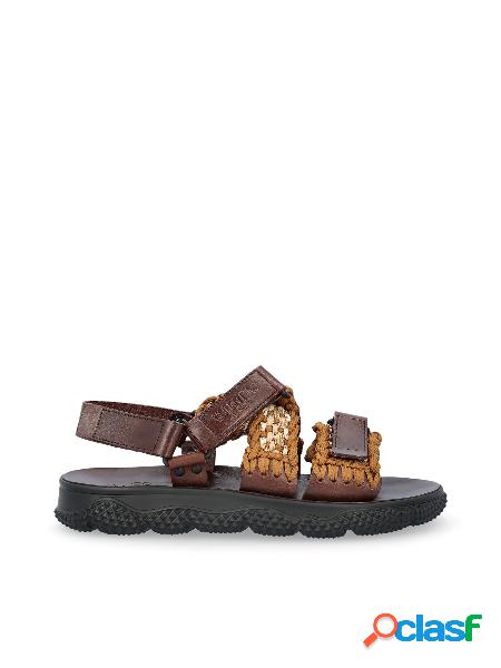 Valentino Garavani Crochet Sandals In Tessuto E Pelle